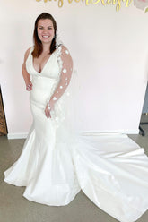 Plus Size Wedding Dress Satin V-Neck Mermaid-27dress